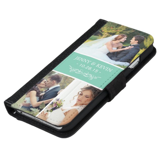 Personalized Modern Wedding Photo Collage iPhone 6 Wallet Case-5