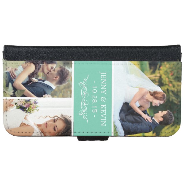 Personalized Modern Wedding Photo Collage iPhone 6 Wallet Case-4