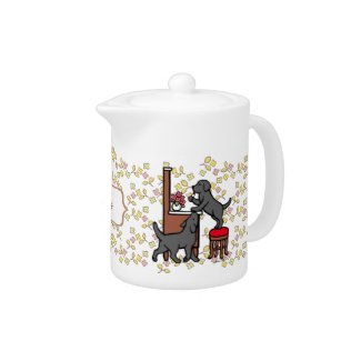 Personalized Mom&#39;s Black Lab Puppy Duo Floral