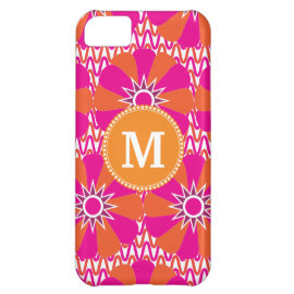 Personalized Mongram Pink Orange Floral Pattern Case For iPhone 5C