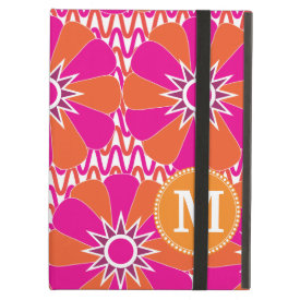Personalized Mongram Pink Orange Floral Pattern iPad Covers