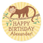 Personalized Monkey Kids Birthday Stickers stickers