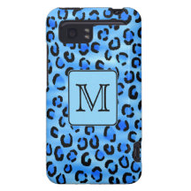 Personalized Monogram, Blue Leopard Print Pattern. HTC Vivid Covers