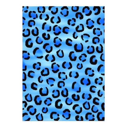 Personalized Monogram, Blue Leopard Print Pattern. Personalized Invite