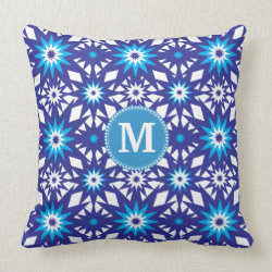 Personalized Monogram Bold Blue Teal Star Pattern Pillows