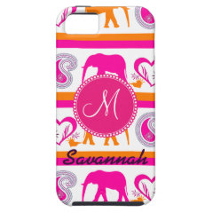 Personalized Monogram Elephant Pink iPhone 5 Case