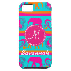 Personalized Monogram Elephant Teal iPhone 5 Case