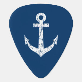 Personalized monogram guitar pick with boat anchor