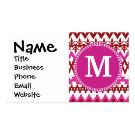 Personalized Monogram Hot Pink Red Tribal Chevron Business Card Templates