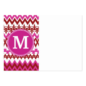 Personalized Monogram Hot Pink Red Tribal Chevron Business Cards