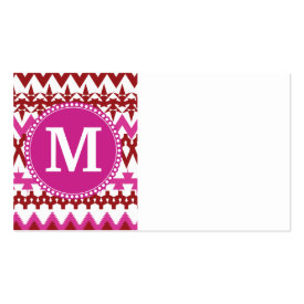 Personalized Monogram Hot Pink Red Tribal Chevron Business Card Templates