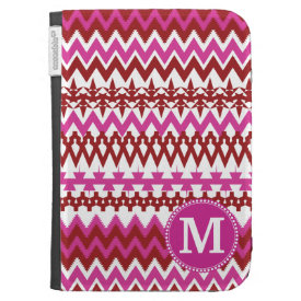 Personalized Monogram Hot Pink Red Tribal Chevron Cases For The Kindle