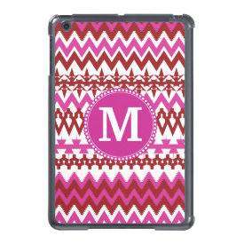 Personalized Monogram Hot Pink Red Tribal Chevron iPad Mini Cases