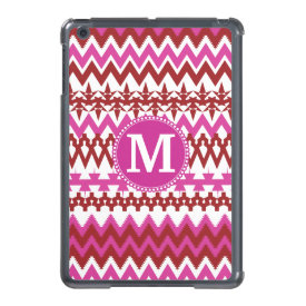 Personalized Monogram Hot Pink Red Tribal Chevron iPad Mini Cover