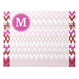 Personalized Monogram Hot Pink Red Tribal Chevron Memo Notepads