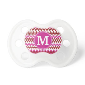 Personalized Monogram Hot Pink Red Tribal Chevron Pacifier