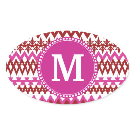 Personalized Monogram Hot Pink Red Tribal Chevron Sticker