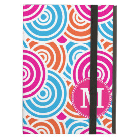 Personalized Monogram Hot Pink Teal Circles iPad Folio Case