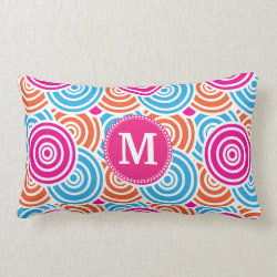 Personalized Monogram Hot Pink Teal Circles Throw Pillow