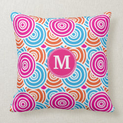 Personalized Monogram Hot Pink Teal Circles Pillows