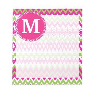 Personalized Monogram Hot Pink Tribal Chevron Scratch Pads