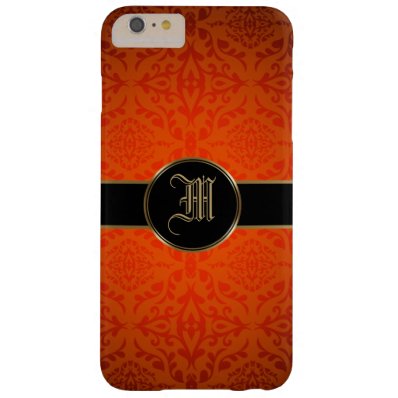 Personalized Monogram Initial Damask Gold Barely There iPhone 6 Plus Case