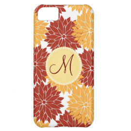 Personalized Monogram Initial Orange Red Flowers Cover For iPhone 5C