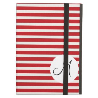 Personalized Monogram Initial Red White Striped iPad Case