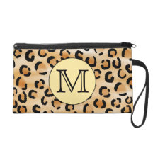 Personalized Monogram Leopard Print Pattern. Wristlet Purses