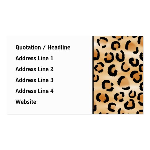 Personalized Monogram Leopard Print Pattern. Business Card Templates (back side)