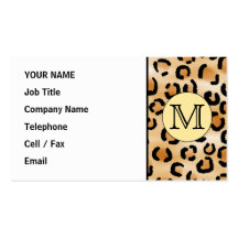 Personalized Monogram Leopard Print Pattern. Business Card Templates