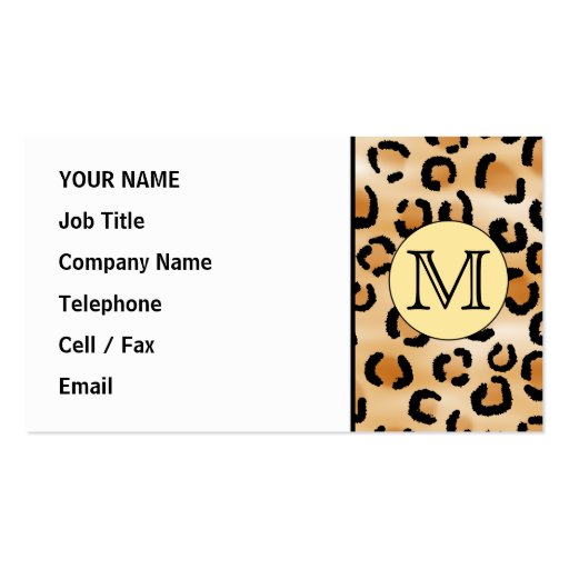 Personalized Monogram Leopard Print Pattern. Business Card Templates