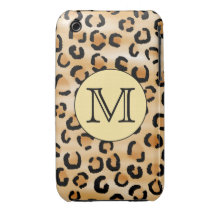 Personalized Monogram Leopard Print Pattern. iPhone 3 Cases