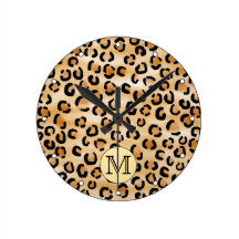 Personalized Monogram Leopard Print Pattern. Wallclock