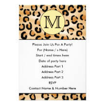 Personalized Monogram Leopard Print Pattern. Invitations