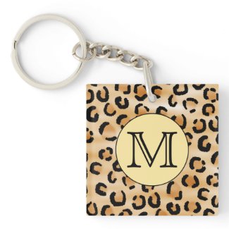 Personalized Monogram Leopard Print Pattern. Acrylic Keychains