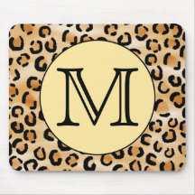 Personalized Monogram Leopard Print Pattern. Mousepad