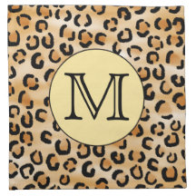 Personalized Monogram Leopard Print Pattern. Printed Napkin
