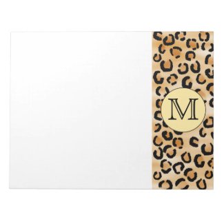 Personalized Monogram Leopard Print Pattern. Memo Notepads