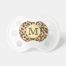 Personalized Monogram Leopard Print Pattern. Baby Pacifiers