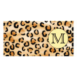 Personalized Monogram Leopard Print Pattern. Custom Photo Card