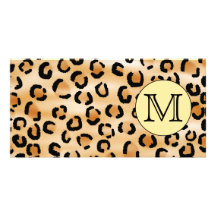 Personalized Monogram Leopard Print Pattern. Custom Photo Card