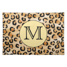 Personalized Monogram Leopard Print Pattern. Placemat