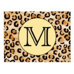 Personalized Monogram Leopard Print Pattern. Postcard