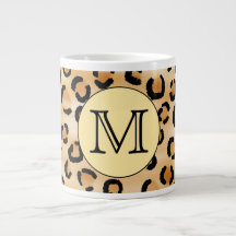 Personalized Monogram Leopard Print Pattern. Extra Large Mugs