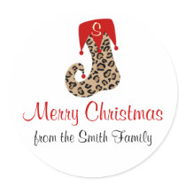 Personalized Monogram Leopard Stocking Sticker