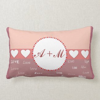 Personalized Monogram Love and Hearts Pillows