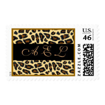 Personalized Monogram on Leopard Fur Postage Stamp