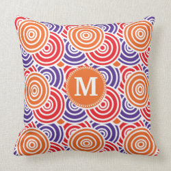 Personalized Monogram Orange Purple Circle Pattern Pillows