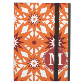 Personalized Monogram Orange Red Stars Pattern iPad Cover